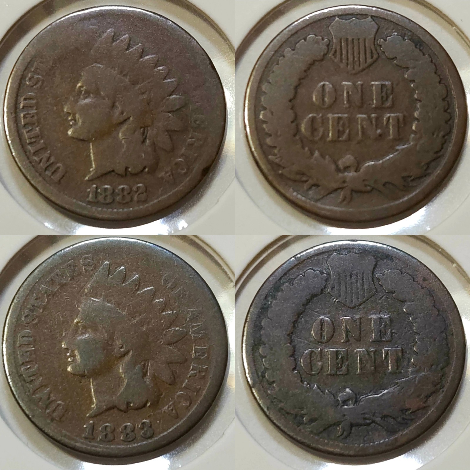 Lot of (2) Indian Head Cents: 1882 & 1883 - AG & AG/G