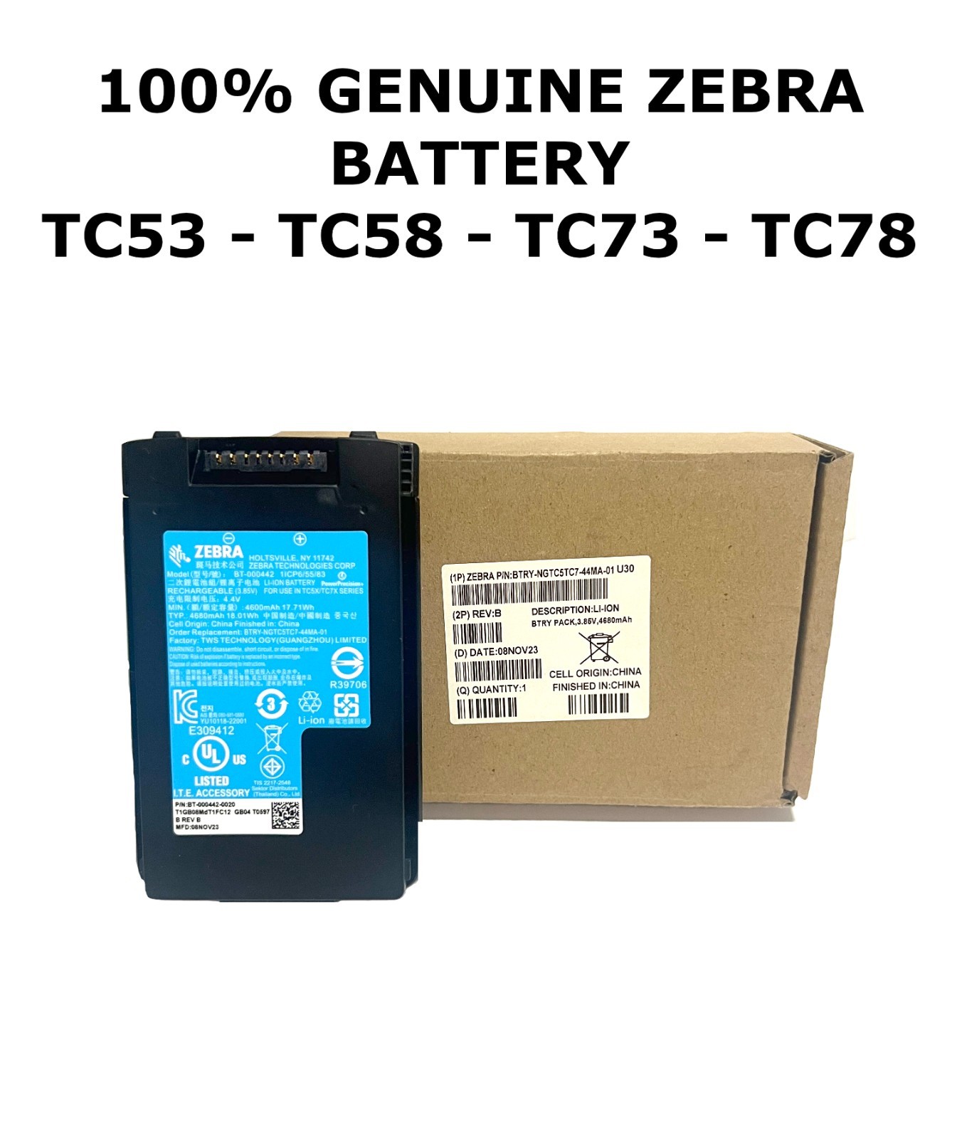 🔥 OEM Zebra TC78 Battery BT-000442 / BTRY-NGTC5TC7-44MA-01 4600mAh FEDEX 🔥