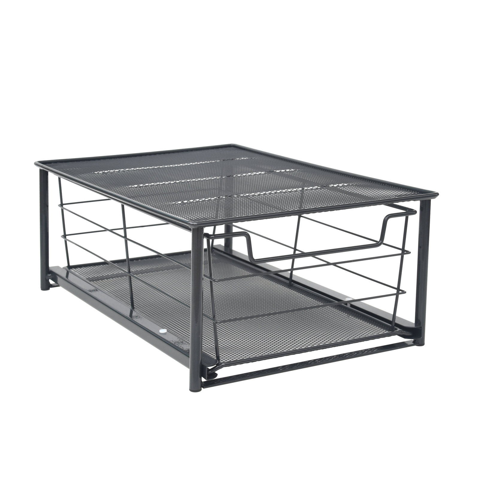 (2 pack) Small Stackable Slide-Out Drawer Organizer, Black