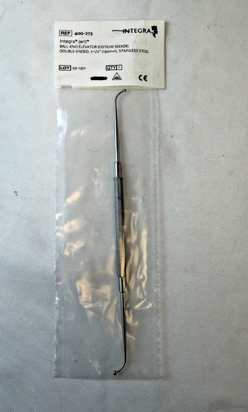 Integra Jarit 400-273 Ostium Seeker Double Ended Ball Tip Elevator 7.5" ENT