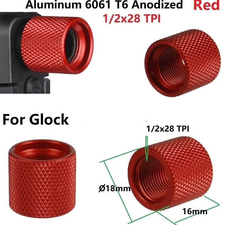 2 PC Red 1/2x28 TPI Thread Protector Thin Type For Hand Gun & Rifle Application
