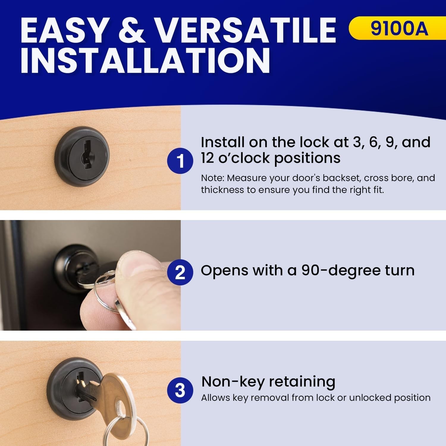 Versatile Black Disc Tumbler Lock - Keyed Different with Childproof Features
