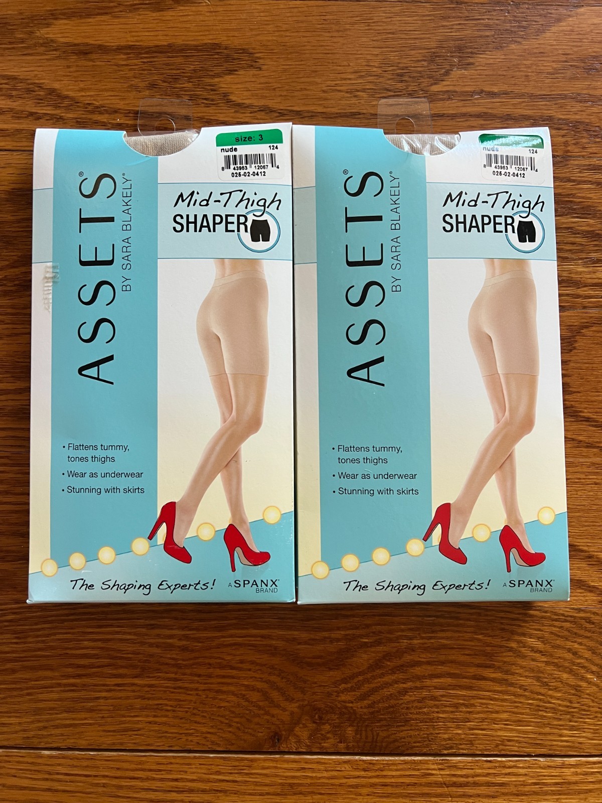 Spanx Assets by Sara Blakely Mid-Thigh Shaper Nude 124 Size 3 Lot of 2 NEW