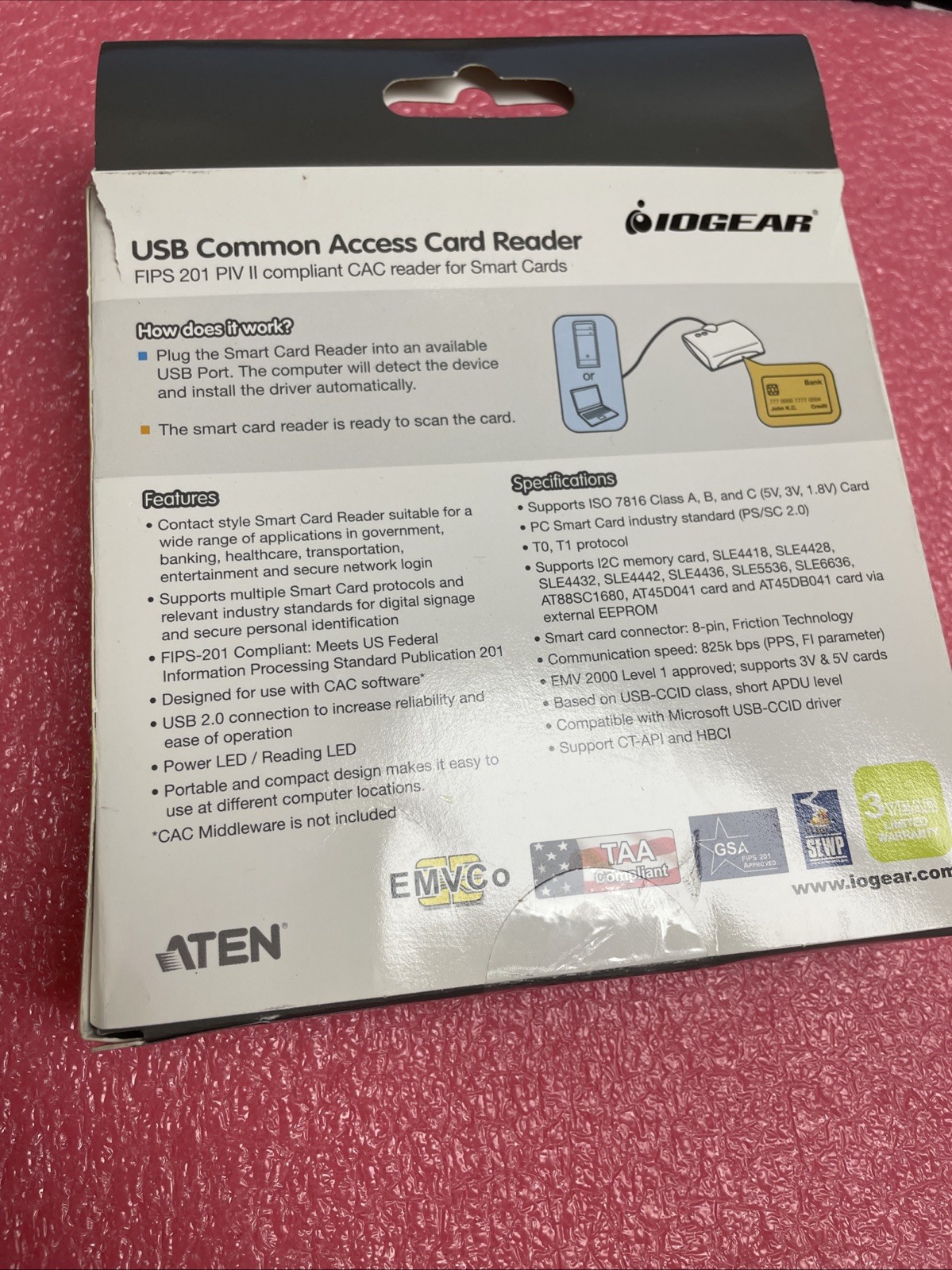 NEW IOGEAR Smart Universal Portable USB Common Access Card Reader GSR202