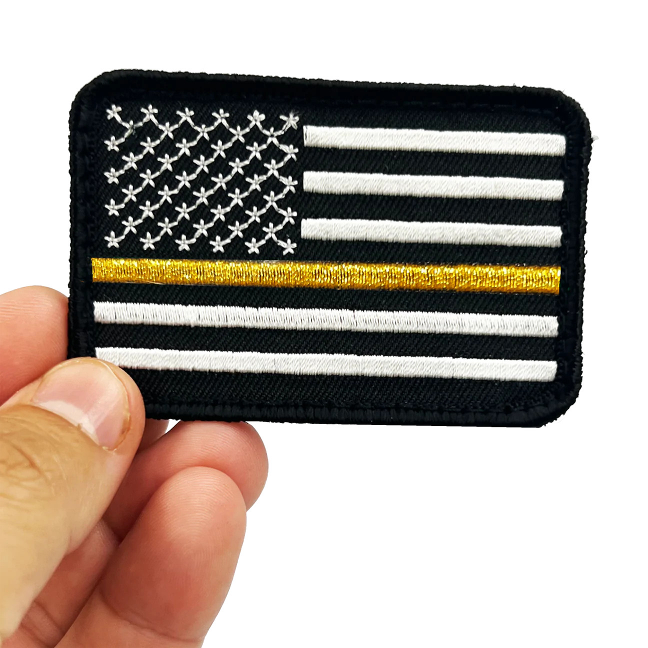 Thin Gold Line Tactical Subdued American Flag Patch with hook and loop back embr