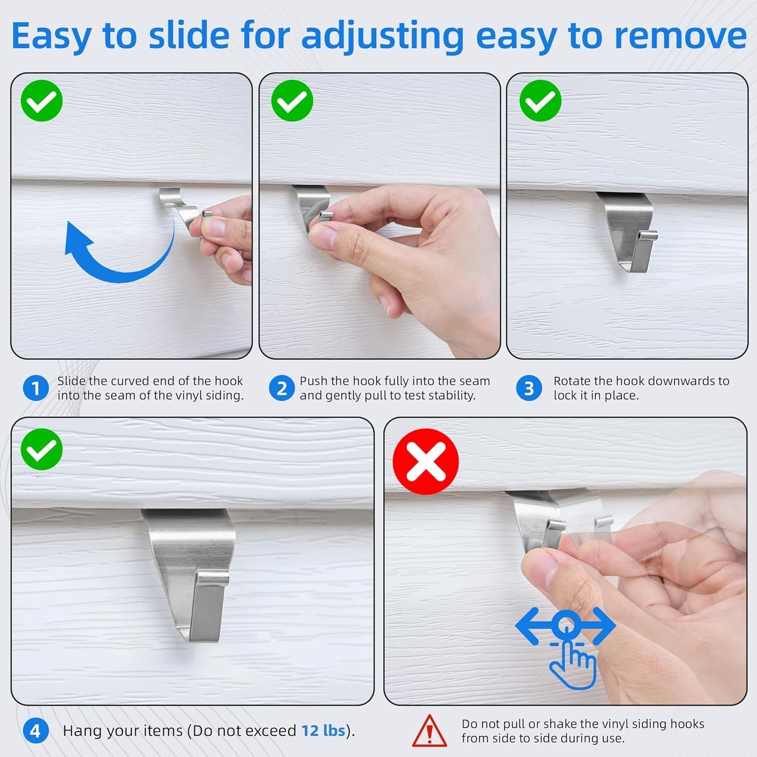 Rust-Resistant Vinyl Siding Clips - Quick Install Heavy Duty Hooks (10 Count)