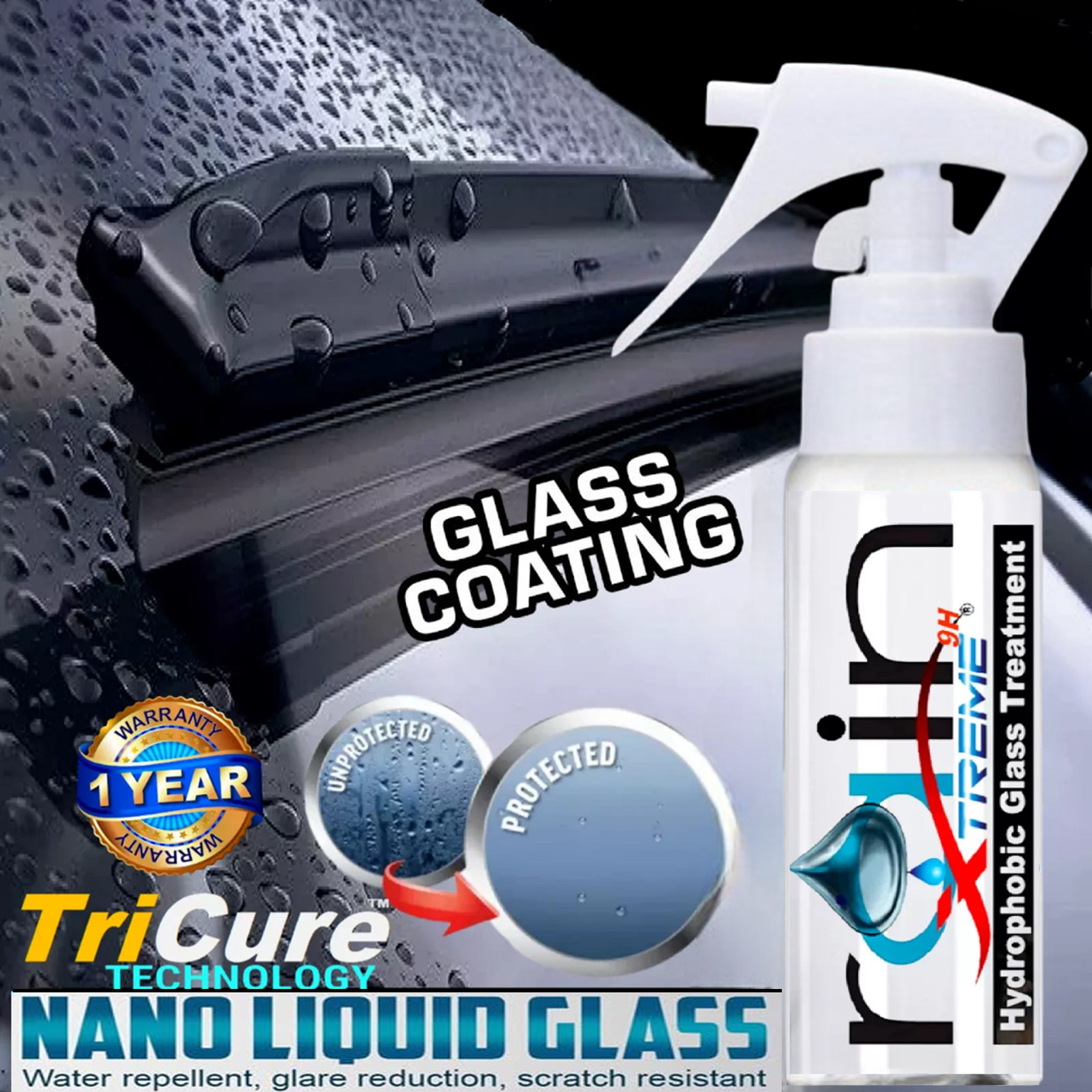 RAIN REPELLENT SUPERHYDROPHOBIC CAR GLASS WINDSHIELD TREATMENT PROTECTION SPRAY