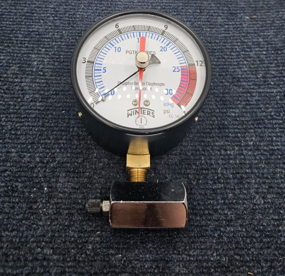 Winters PGTK315CM: Low Pressure Test Gauge w/Economy Test Valve 4" Dial