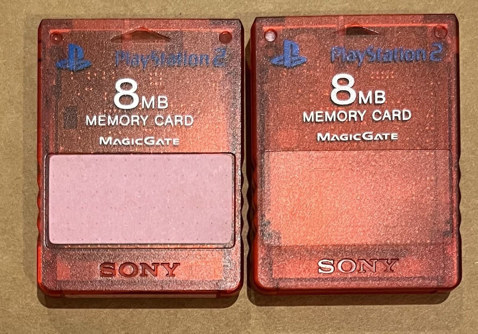 Two Sony PlayStation 2 PS2 Red MagicGate Memory Cards Tested Working