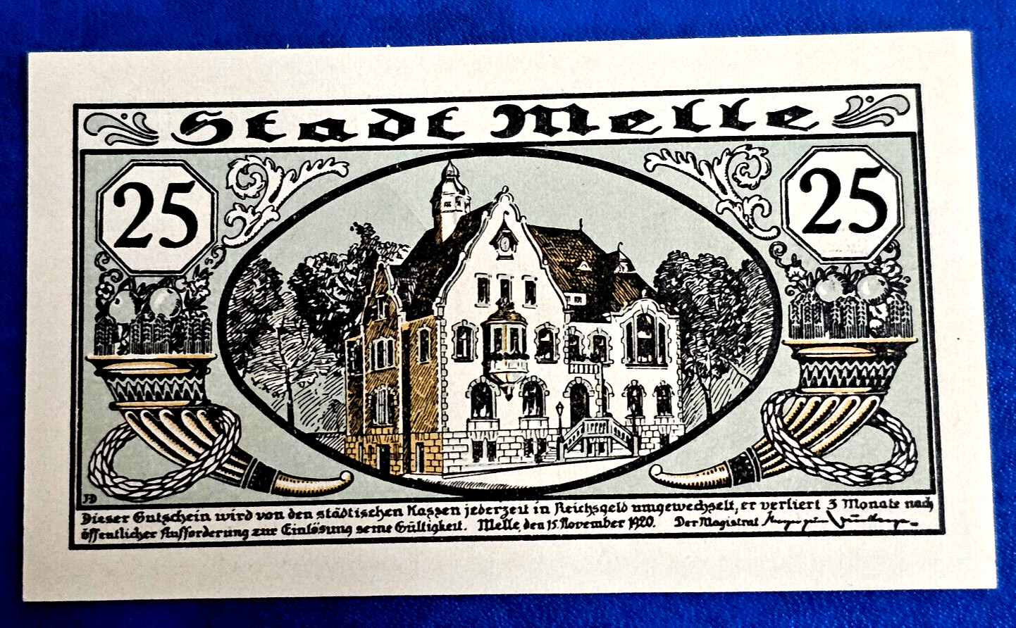 MELLE NOTGELD 25 PFENNIG 1920 EMERGENCY MONEY GERMANY BANKNOTE (32511)