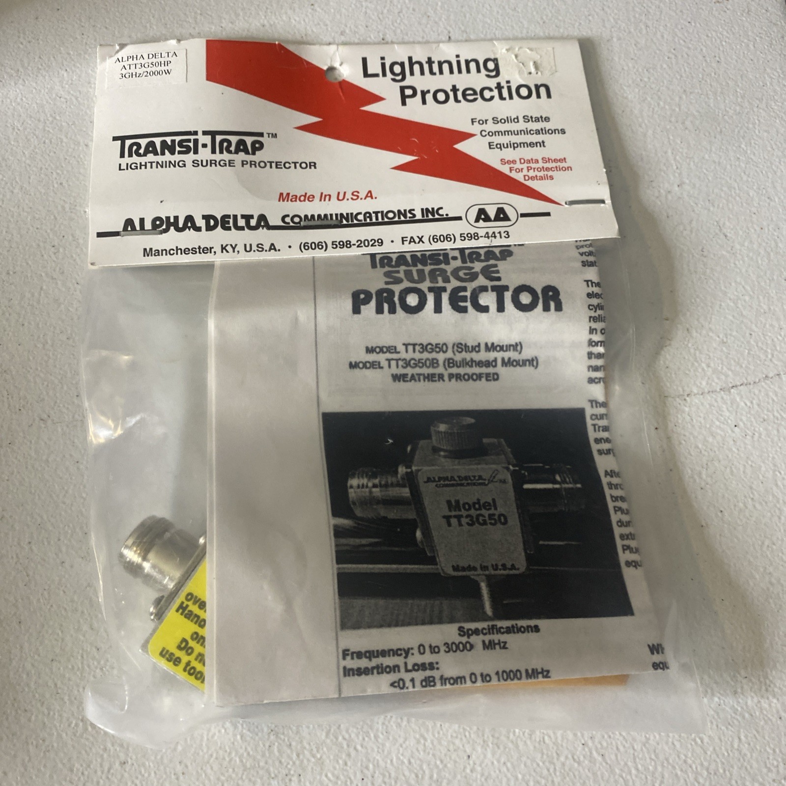 Alpha Delta TT3G50 Transi-Trap Lighting Surge Protector - New