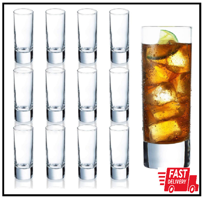 Clear Heavy Base Shot Glasses 12 Pack, 2 Oz Tall Glass Set for Whiskey, Tequila,