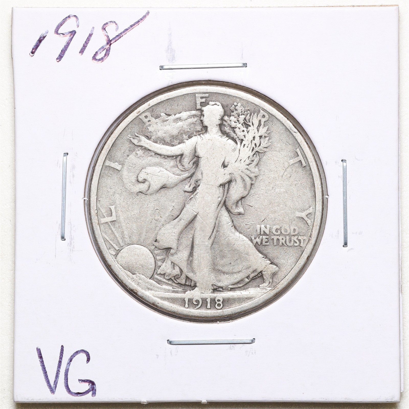 1918 50C Walking Liberty Half Dollar in VG Condition #7997