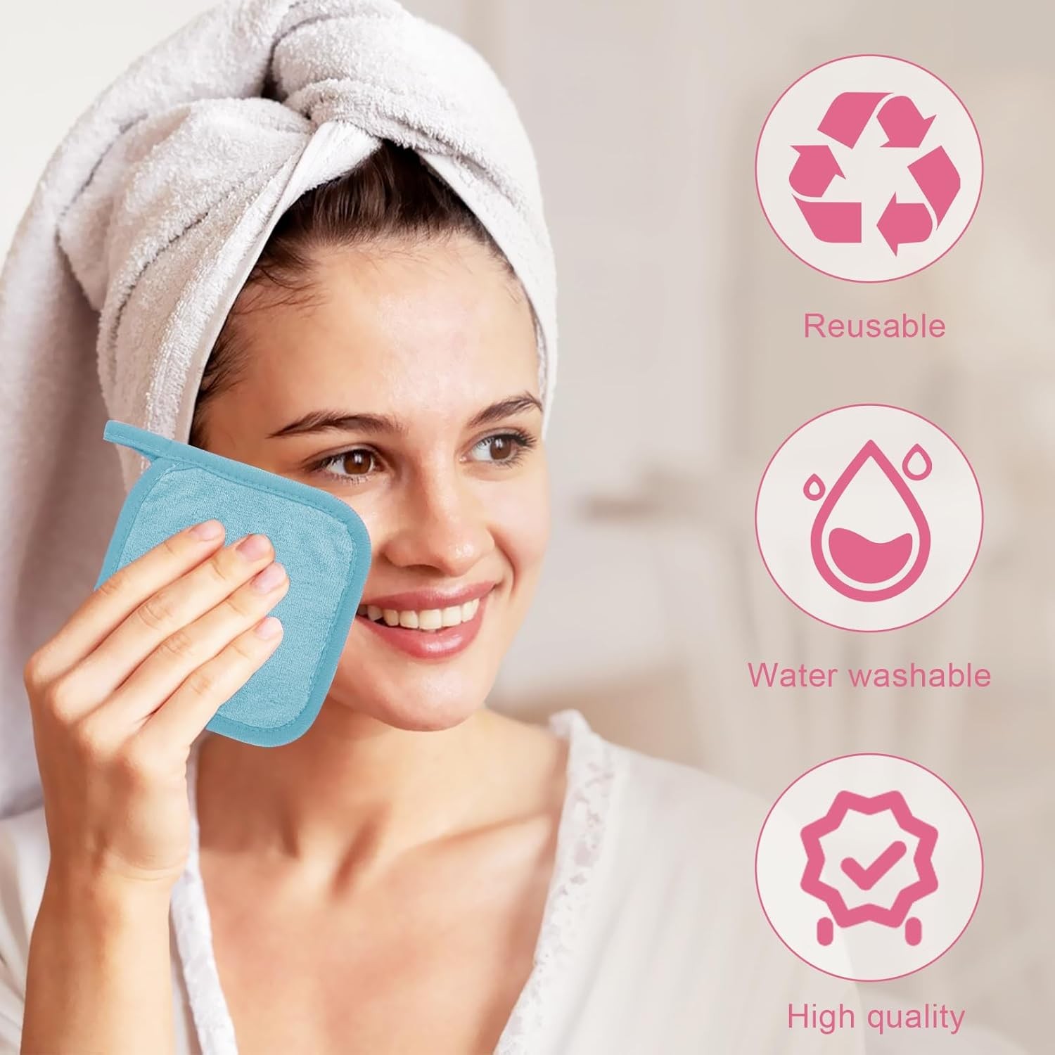Makeup Remover Cloth 12 Pack, Ultra Soft and Reusable Microfiber Makeup Remover