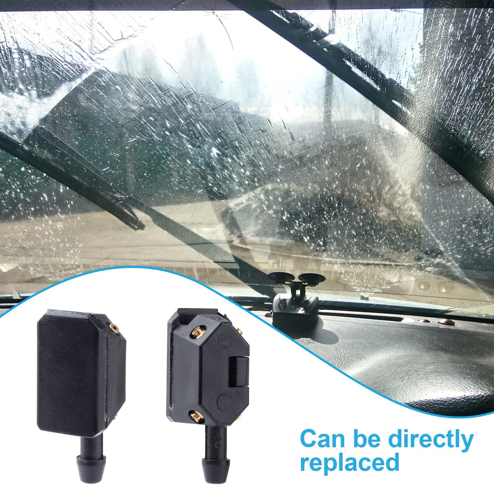 2pcs Adjustable Windshield Washer Nozzles, 3-Way Universal Aimable Car Front ...