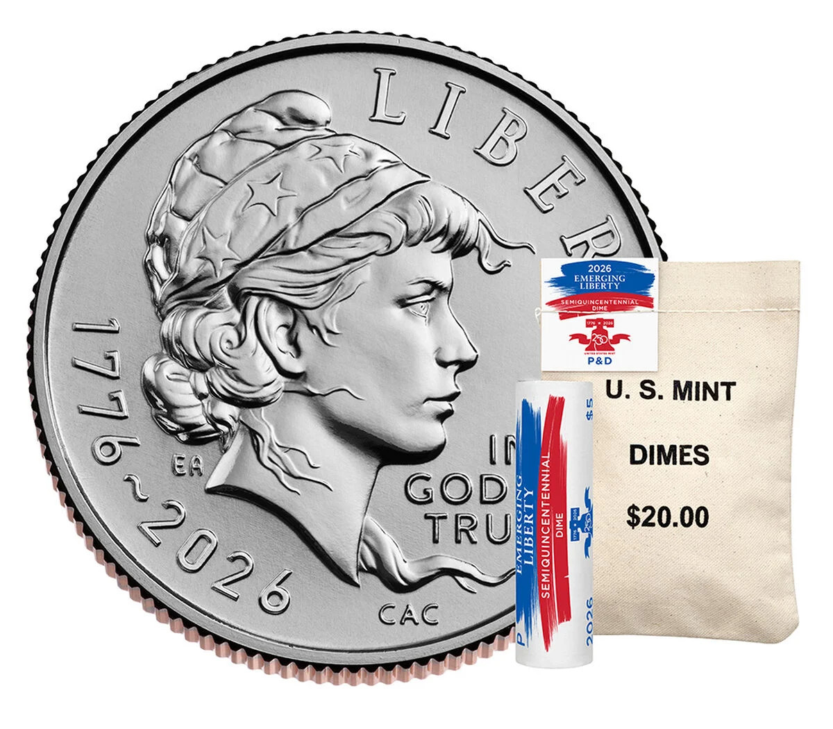 2026 Semiquincentennial Emerging Liberty Dime Bag - P & D - Unopened