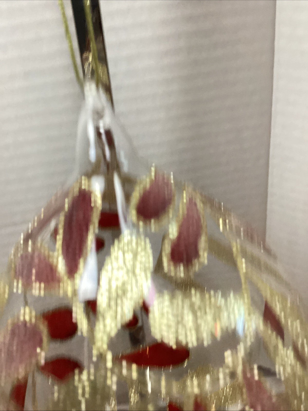 3 Christmas Ornament Glitter Drop with Leaf And Vine Pattern
