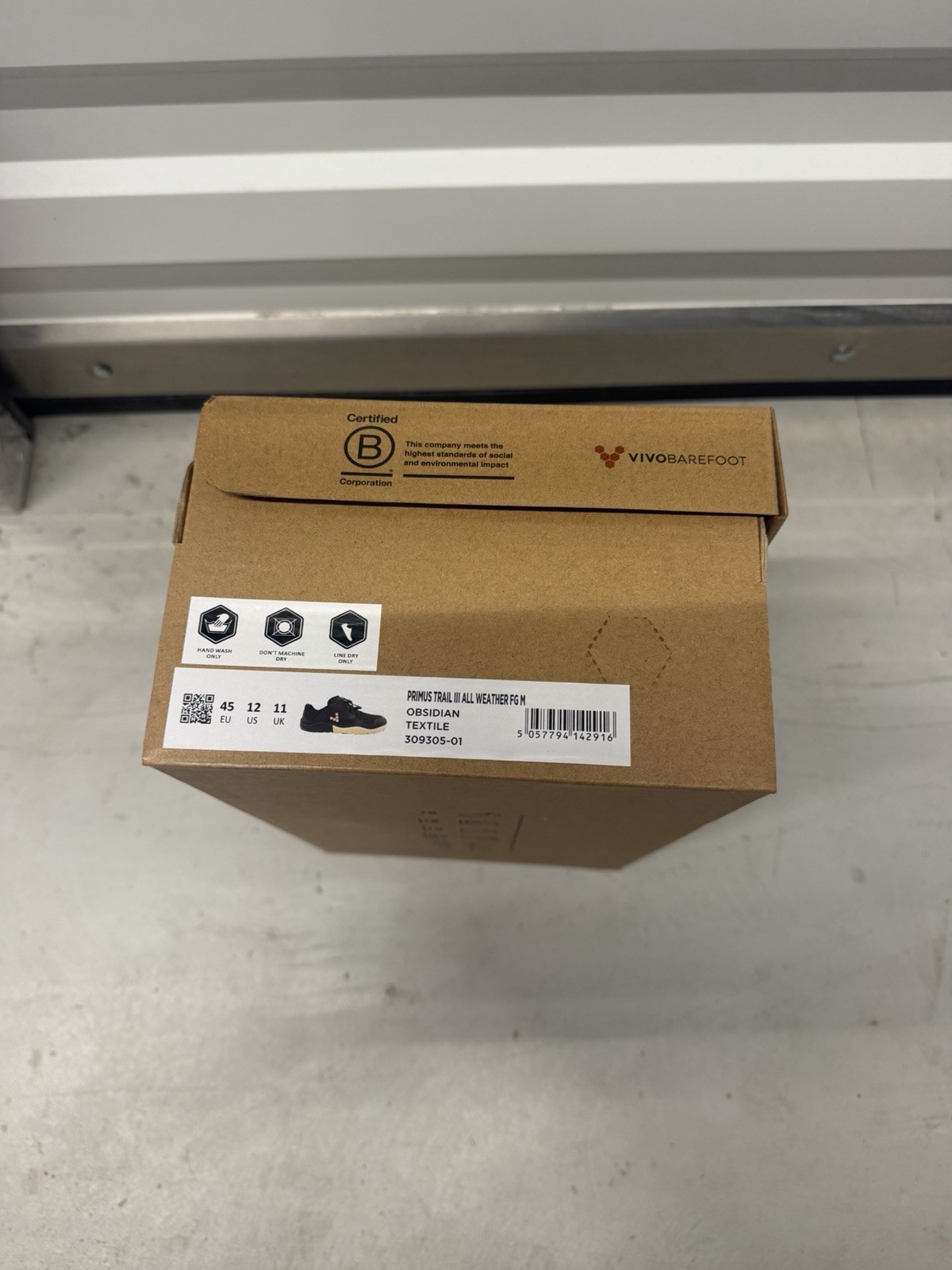 Size 12M Vivobarefoot Primus Trail III All Weather FG Mens Obsidian