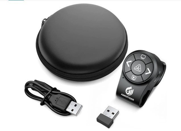 AMERTEER Wireless Presentation Clicker for Powerpoint Presentations, RF 2.4Ghz F