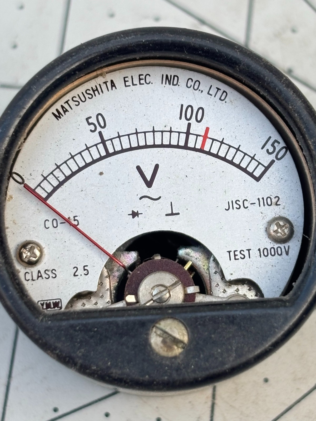 Vintage Matsushita 0-150V AC Analog Round Panel Voltmeter JISC-1102 Parts