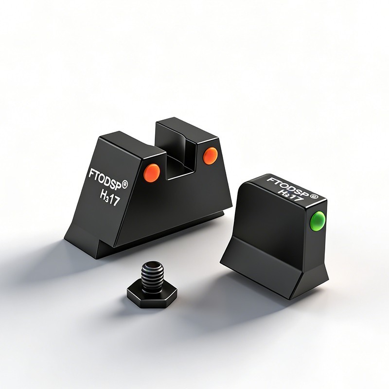Green Front/Red Rear Fiber Optic Suppressor Height Sights Set For Glock 17 19 26