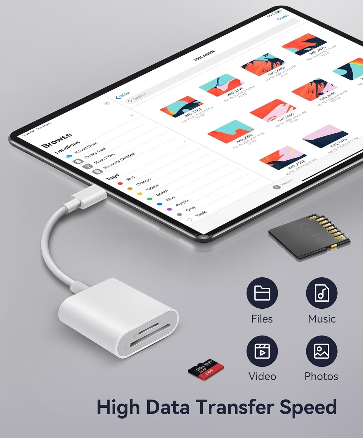 USB-C SD Card Reader Dual Slot MicroSD iPhone 15 16 iPad Mac Adapter