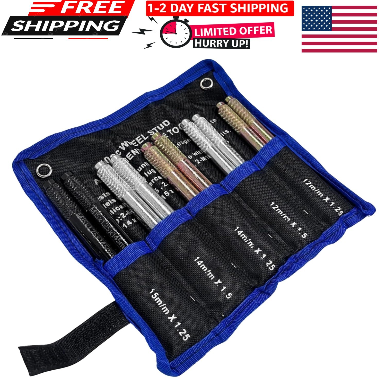 10 PCS , M12 M14 M15 Wheel Hanger Alignment Pin Guide Tools, Rim Stud Pilot P...