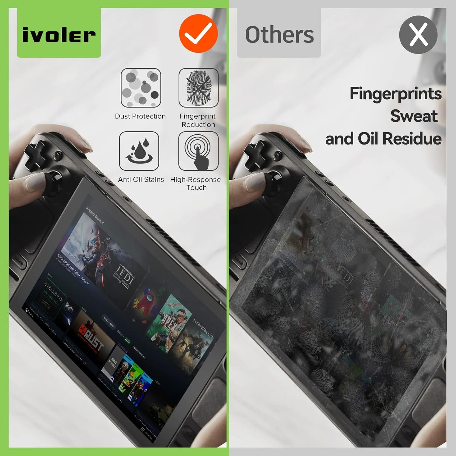 2-Pack Anti-Glare Etched Screen Protector for Steam Deck 7.0''/Steam Deck OLED 7