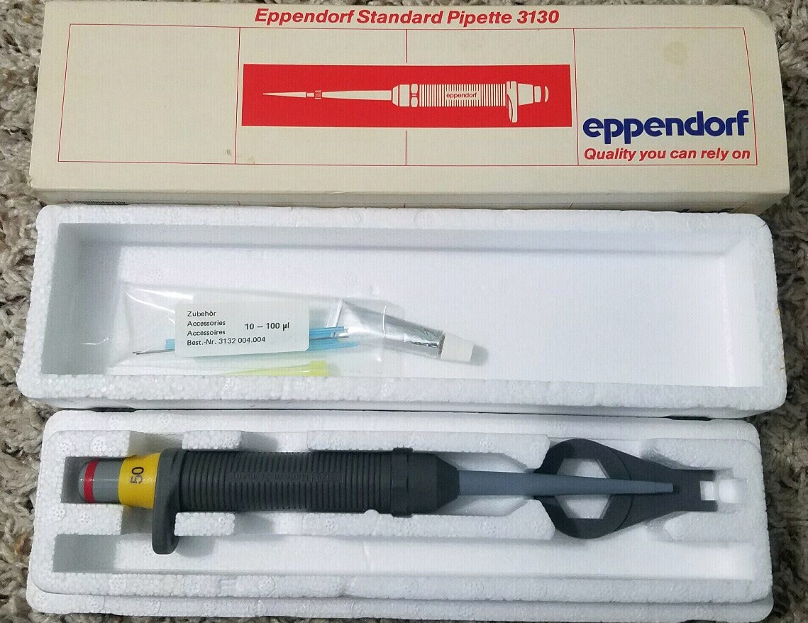 Eppendorf Standard Pipette 3130 50 uL w/Accessories Made in Germany