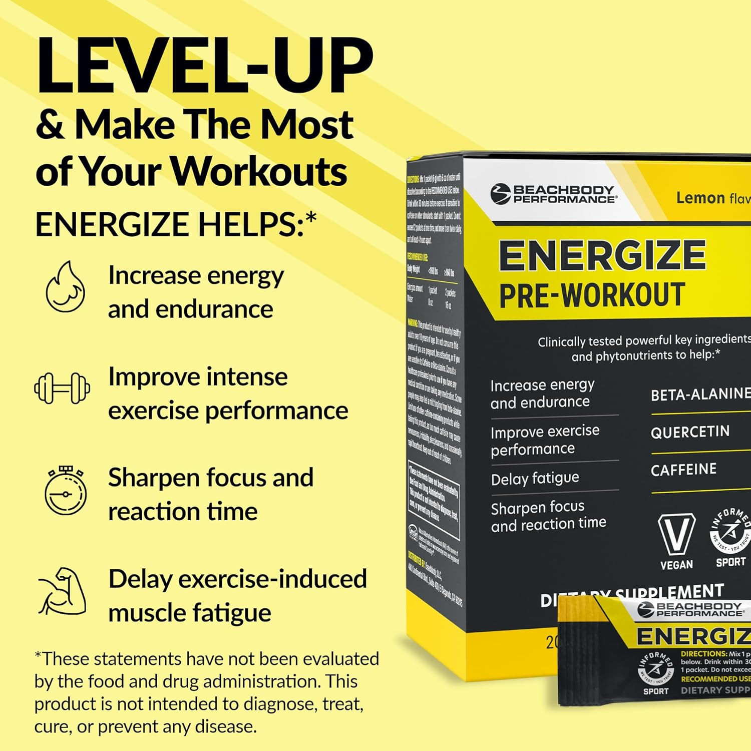 Energize Pre Workout Powder - Beta-Alanine, Quercetin & Low-Dose Caffeine For...