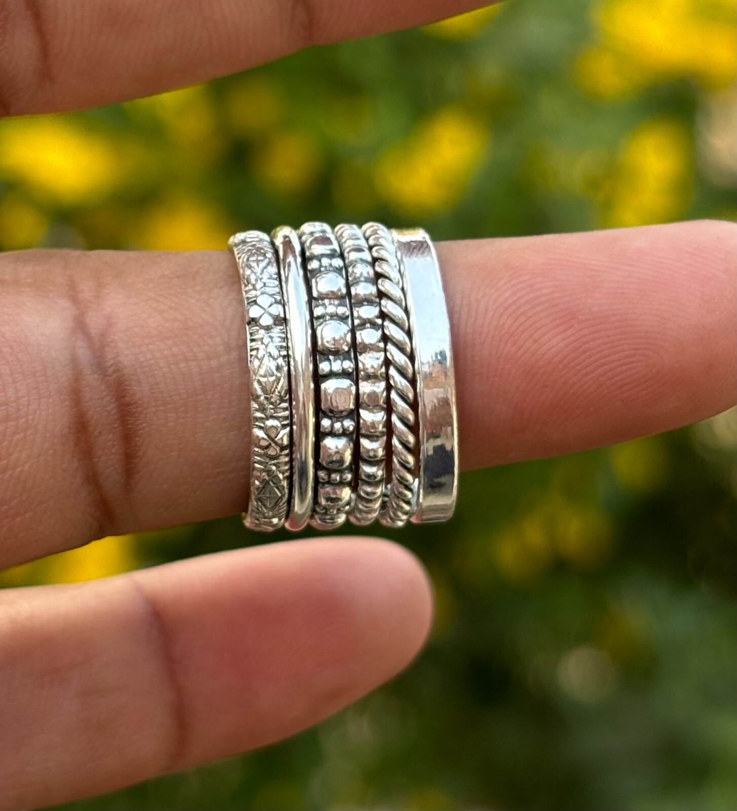 Set of 6 Sterling Silver Stacking Rings Sterling Silver Stackable Ring Set