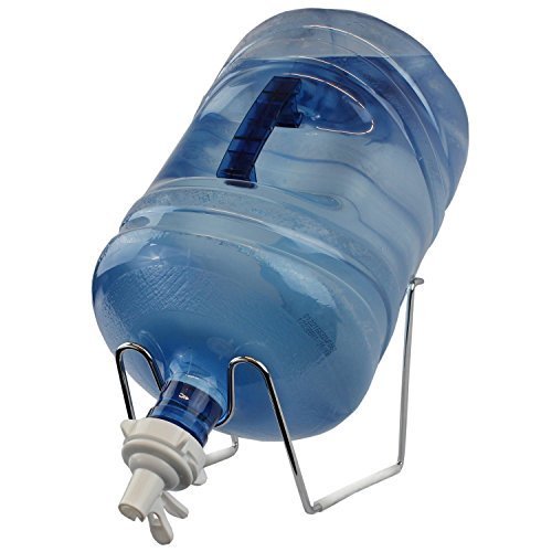 Chrome 1- 5 Gallon Water Jug Stand & Water Dispenser Valve Fit 55mm Snap on Top