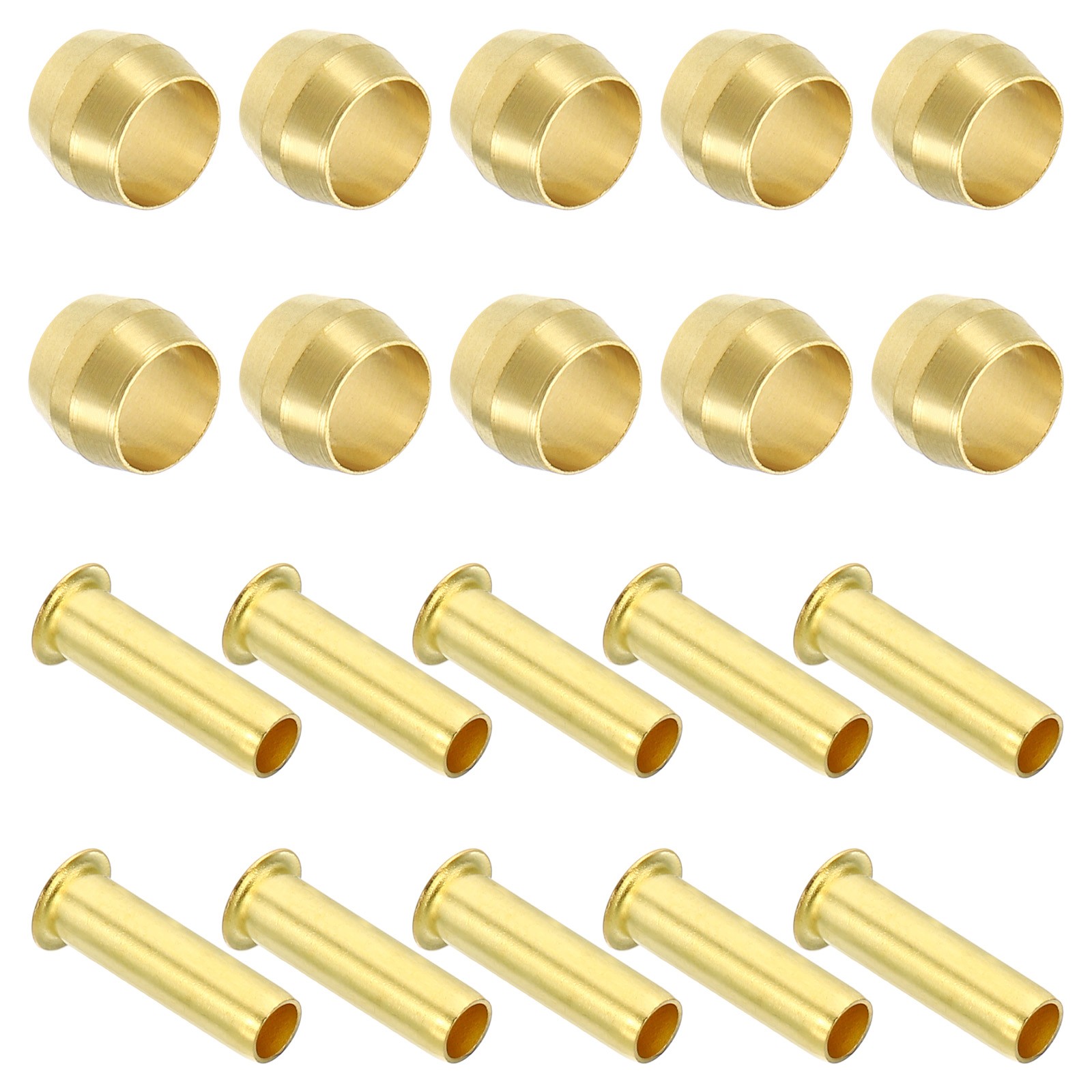 40 Pcs 6mm ID x 6mm OD Tube Brass Compression Sleeves Ferrules