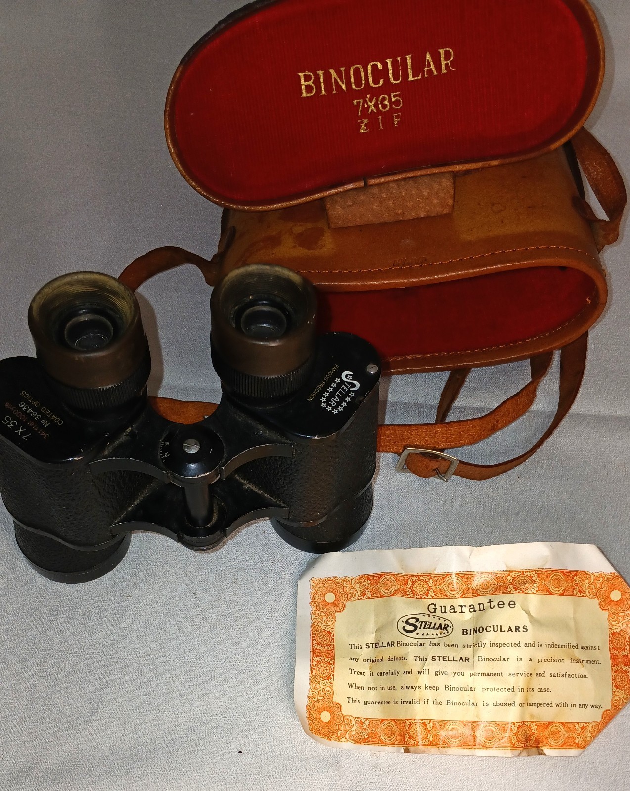 Vtg Stellar 7x35 Binoculars & Case Coated Optics 341 ft  to 1000 yds, No 36436