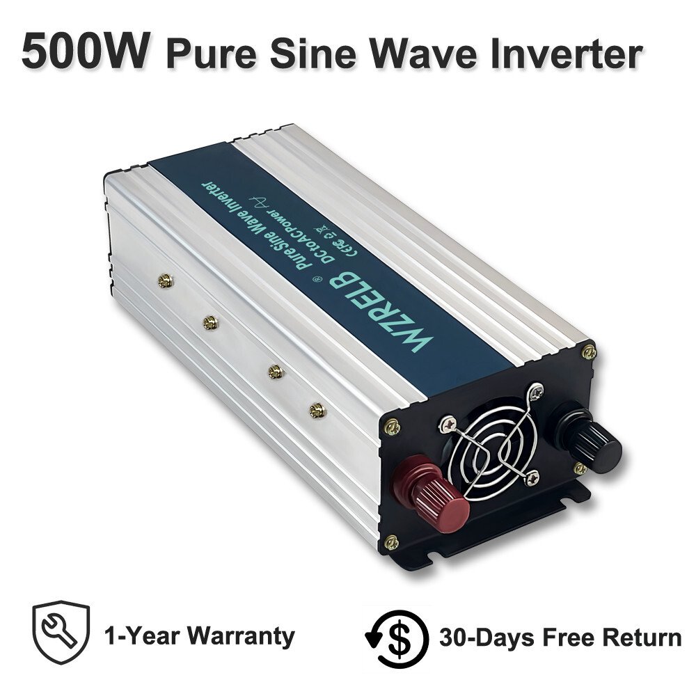 500W Pure Sine Wave Inverter 24V to 110V 120V Power Converter Solar Truck Camp