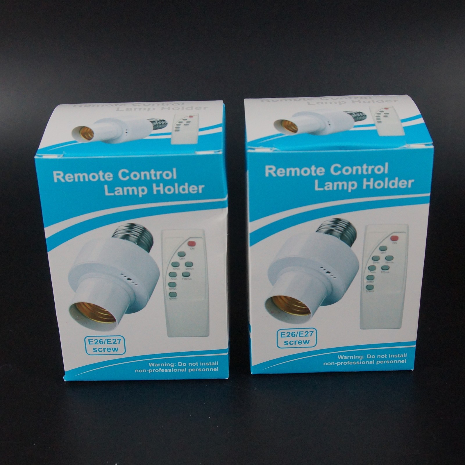 2x Wireless Remote Control Light Lamp E27 Screw Bulb Base Holder Cap Socket