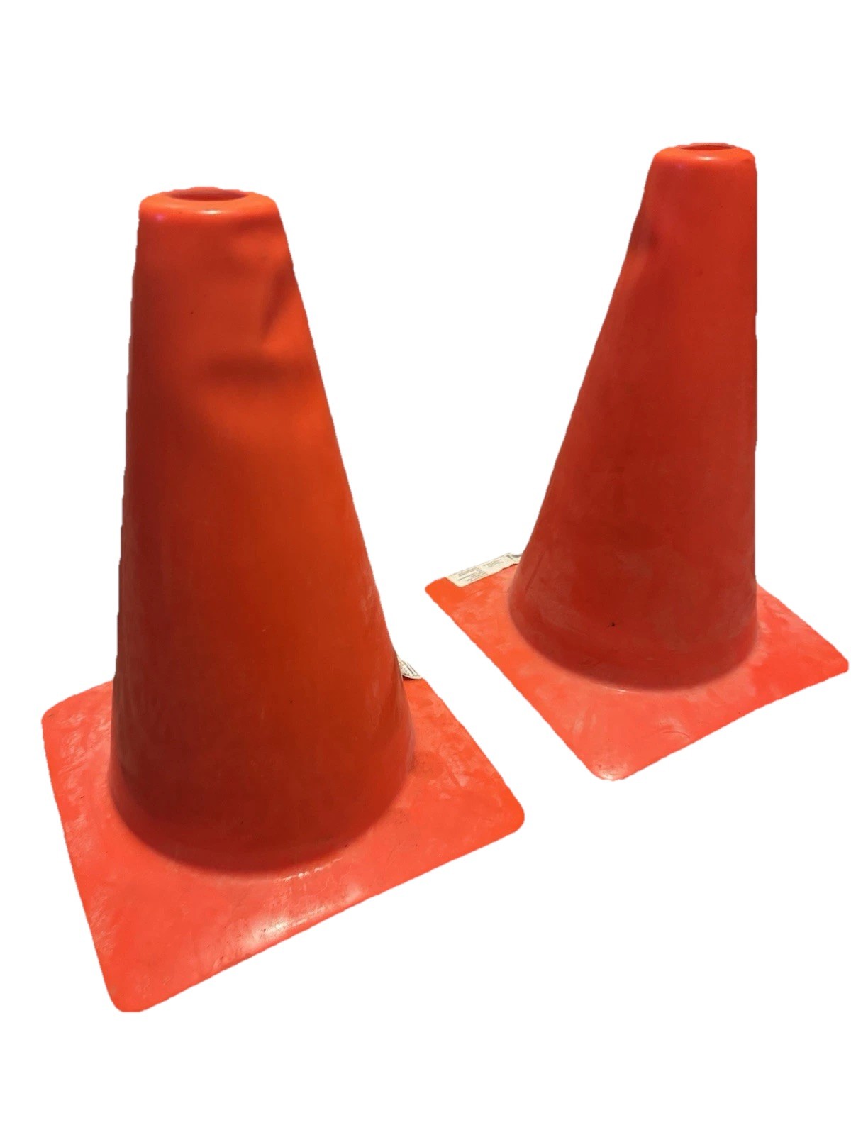 HOME DEPOT TRAFFIC SAFETY 12in CONES LIGHTLY USED BRIGHT ORANGE SET OF TWO