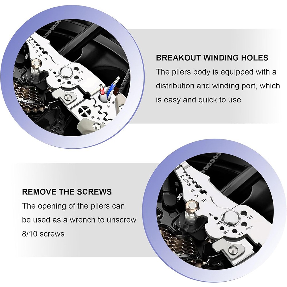 2 PACK Multifunctional Wire Stripper Crimper Cable Cutter Pliers Adjustable Tool