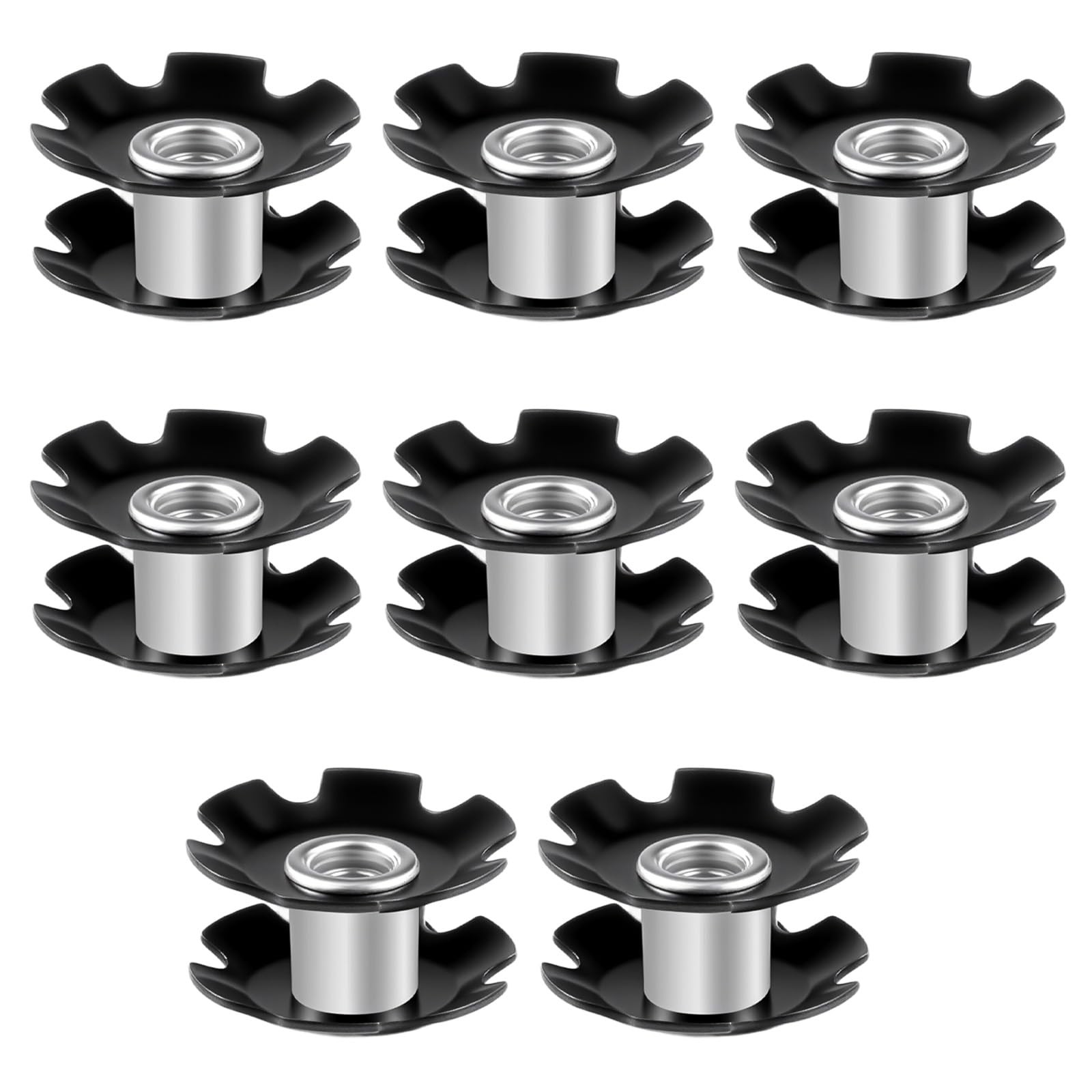 Xyembu 8 Pcs Bike Headset Star Nut, Universal 1.02 x 0.63", Black, Silver