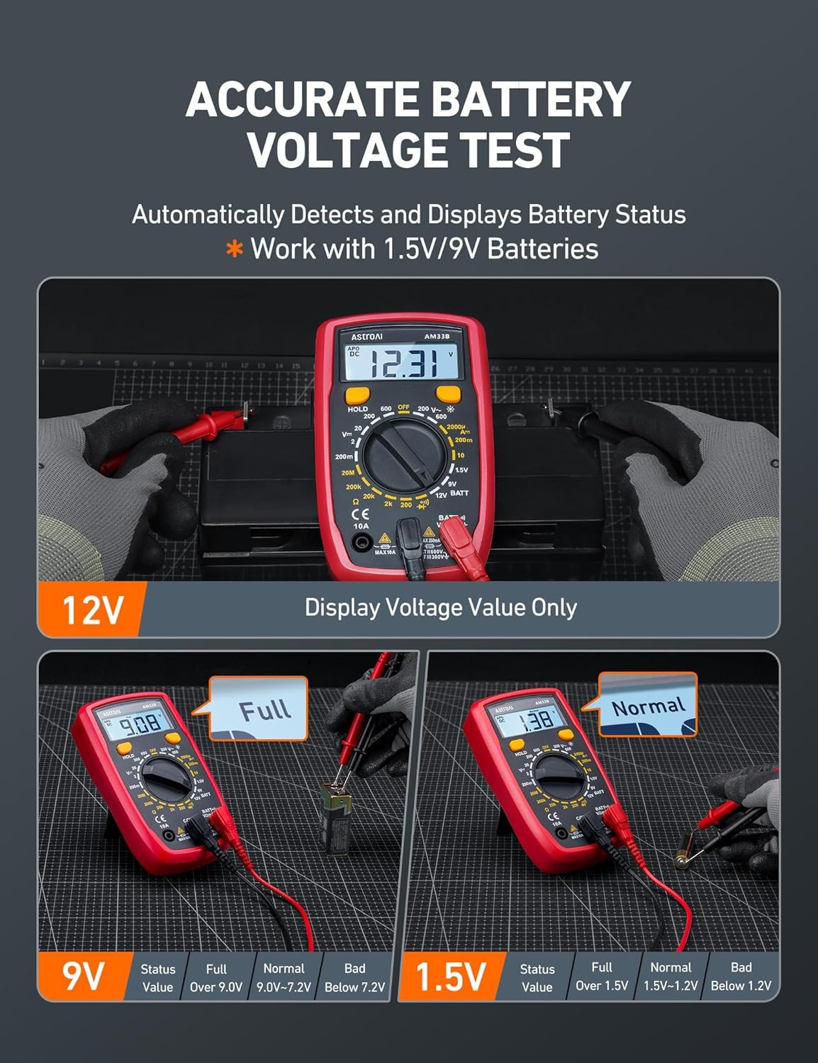 2000 Counts Digital Multimeter - Voltage, Current, Resistance Tester