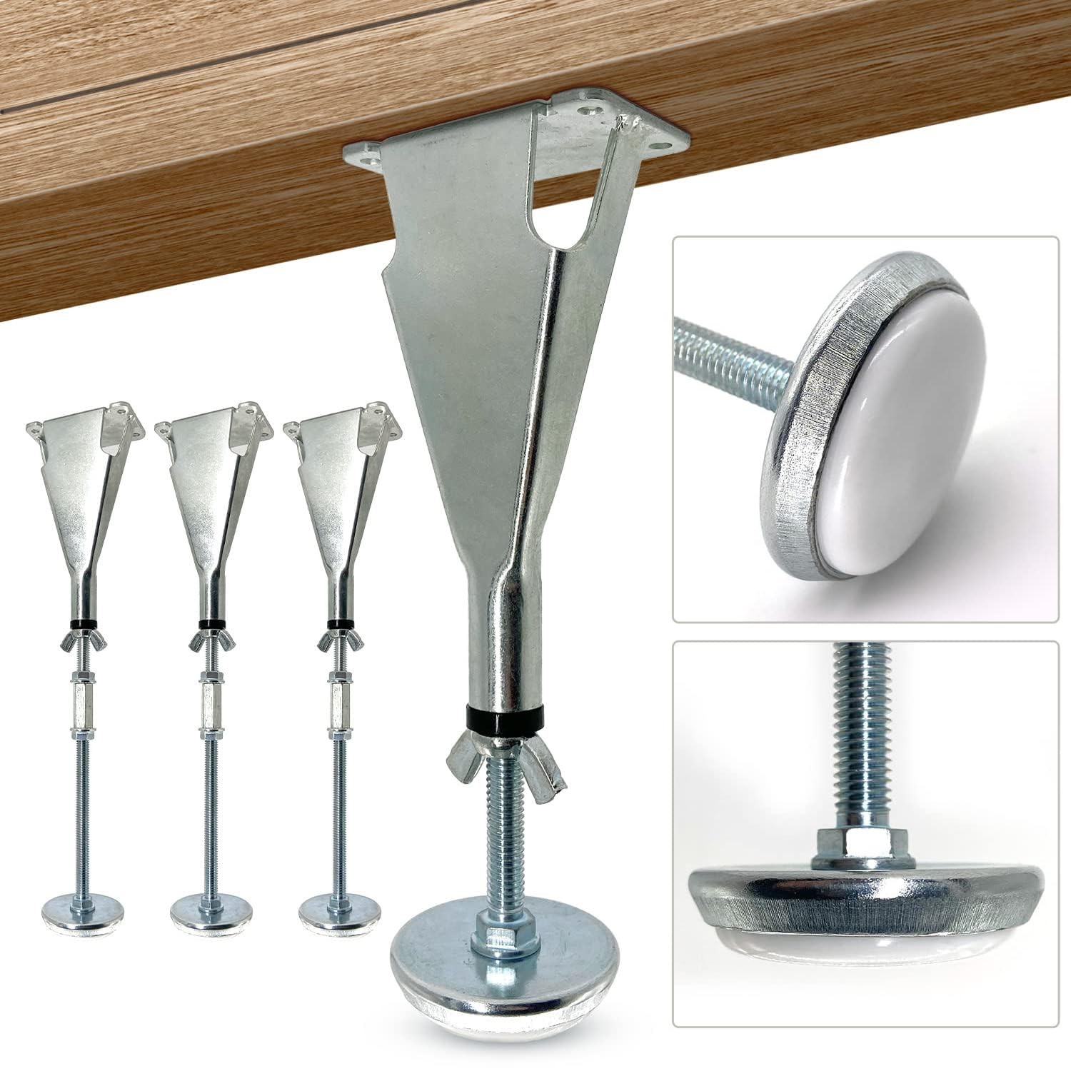 4 PCS Adjustable Bed Center Slat Support Leg, Bed Frame Glide Legs, Center Su...