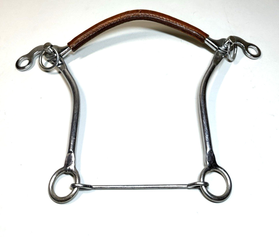 Vintage Stainless Steel Horse Hackamore with Leather Nose Gaurd  & 8" shank