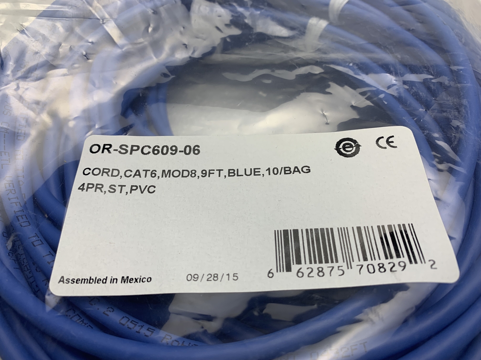 Bag of 10 Ortronics OR-SPC609-06 Cat6 MOD8 9ft RJ45 Ethernet Patch Network Cord