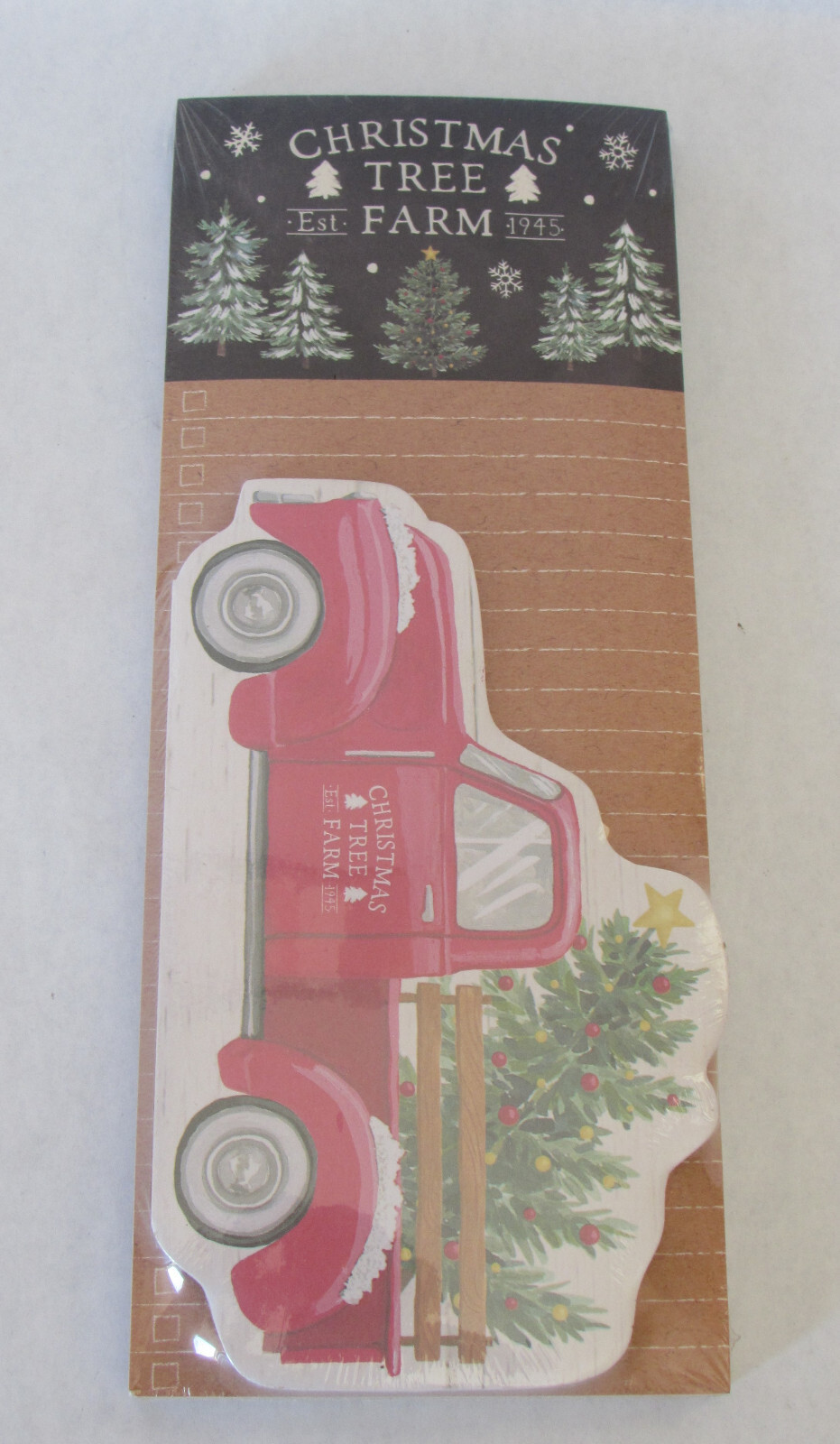 Clementine Paper Magnetic Note Pad List Christmas Tree Farm Truck 10" x 4"