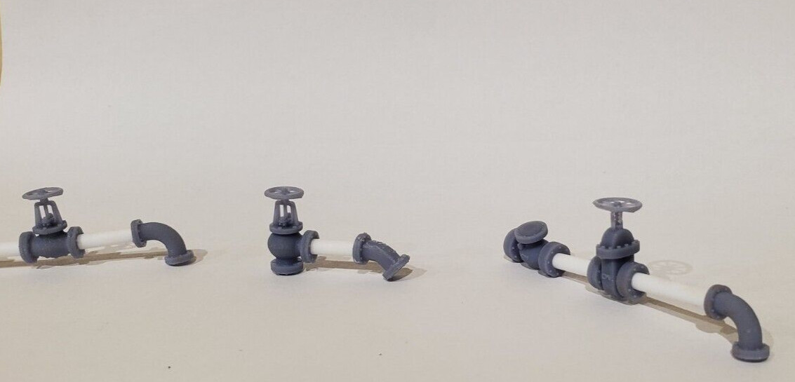 54 pieces (1/8")  O Scale Pipe and Valves for TRPG - Great for Warhammer
