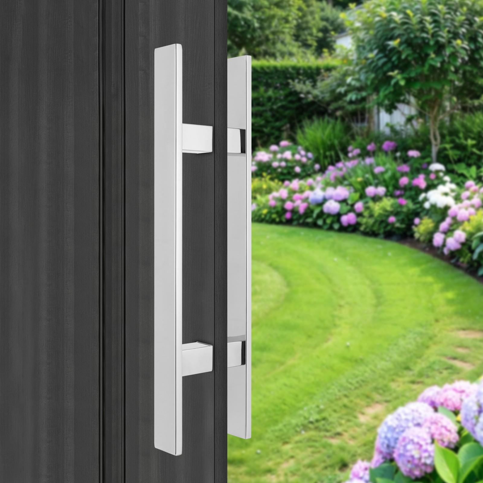 Stainless Steel Double Sided Push Pull Door Handle, H-shaped Door Pull Handle~