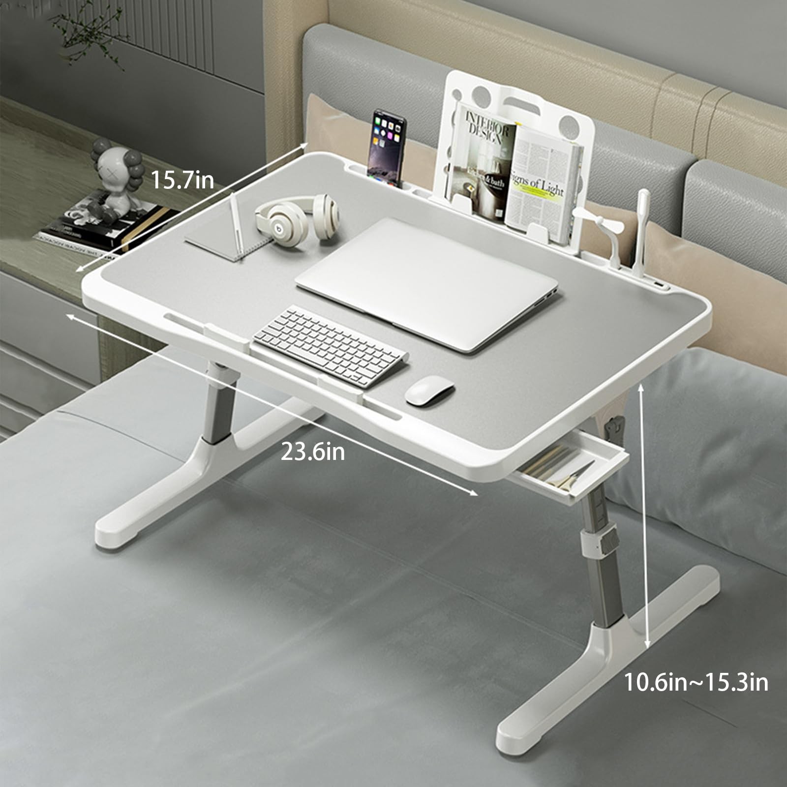 Laptop Desk for Bed, Adjustable Beds Table with USB Charge Port, Foldable Lap...