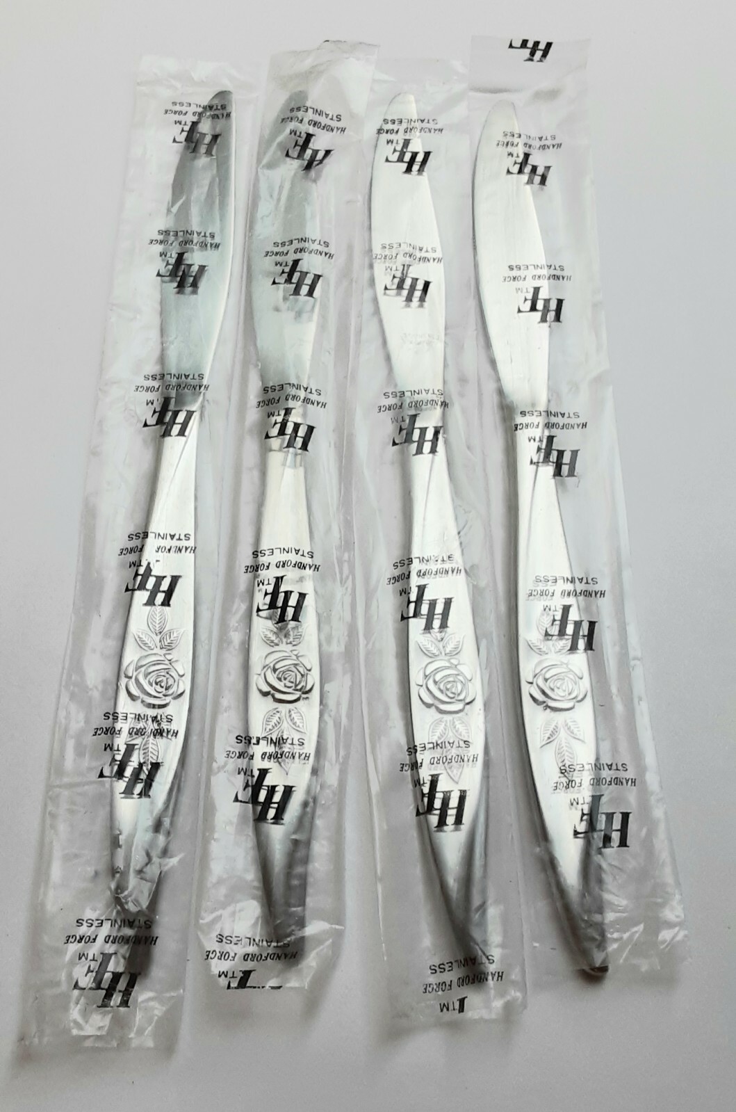 (4) New Vintage Hanford Forge AVON ROSE Stainless Dinner Knives~Free Shipping
