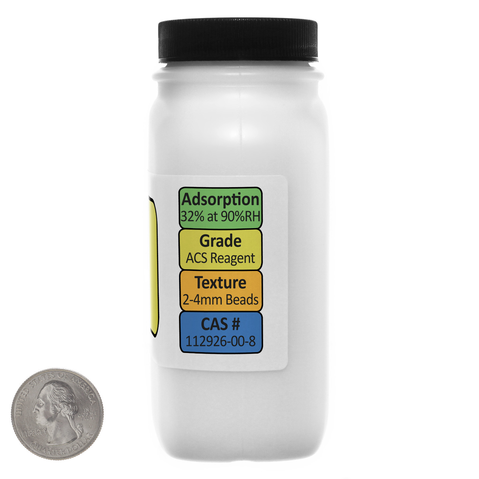 Silica Gel [SiO2] ACS Grade Beads 1 Lb in Three Space-Saver Bottles USA