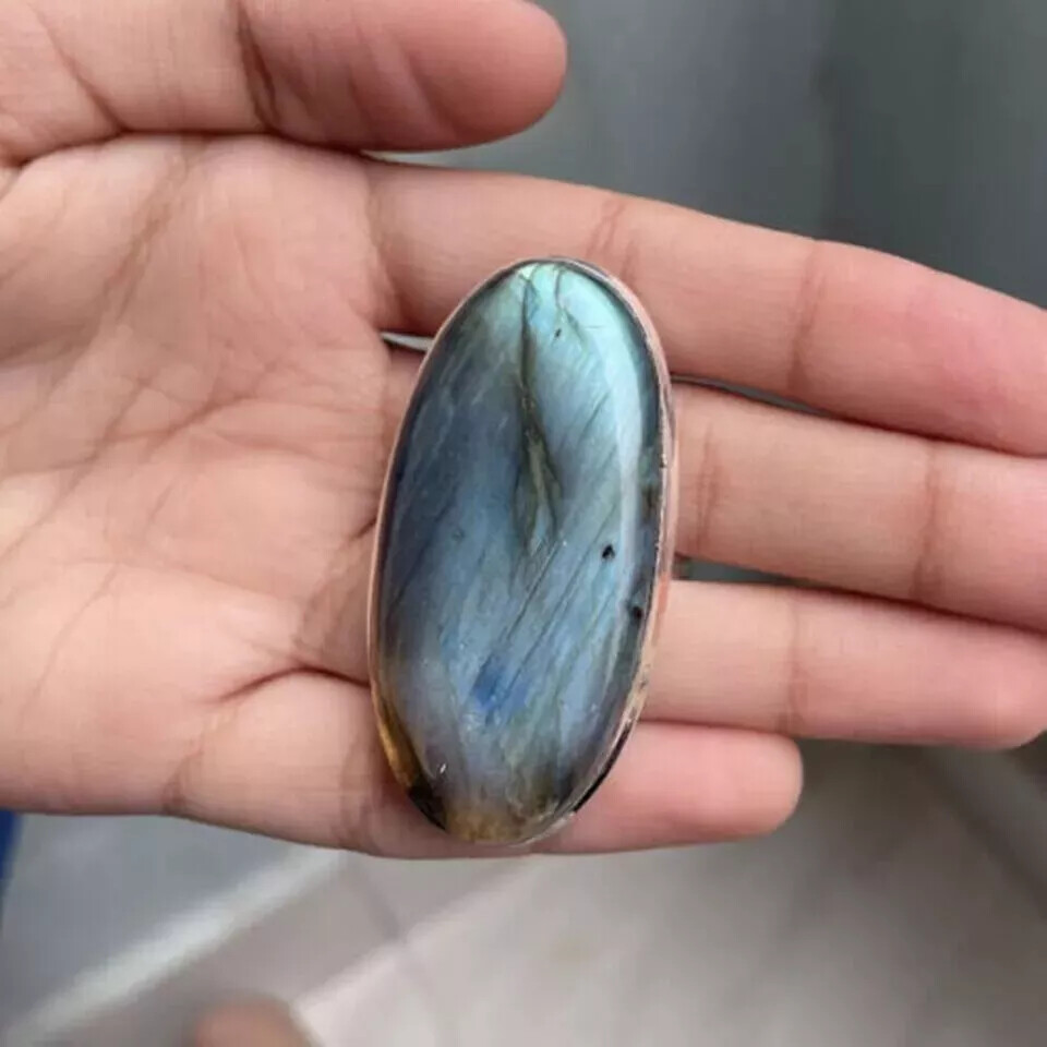 Solid 925 Sterling Silver Handmade Labradorite Gemstone Statement Woman Ring R70